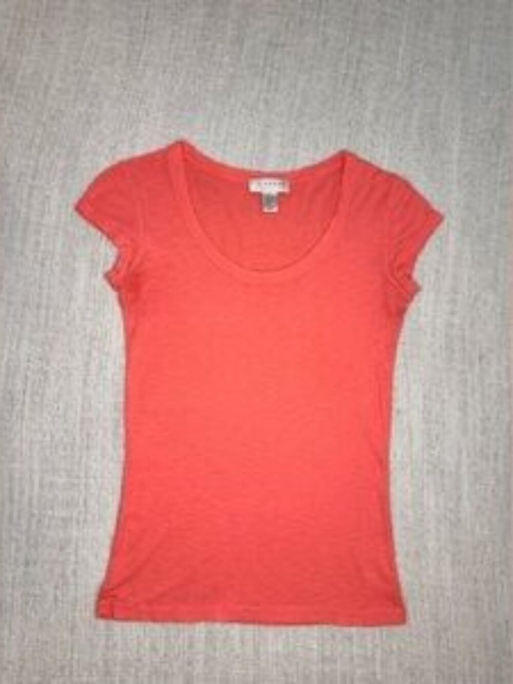 T-shirt coral color cotton blend boat neck